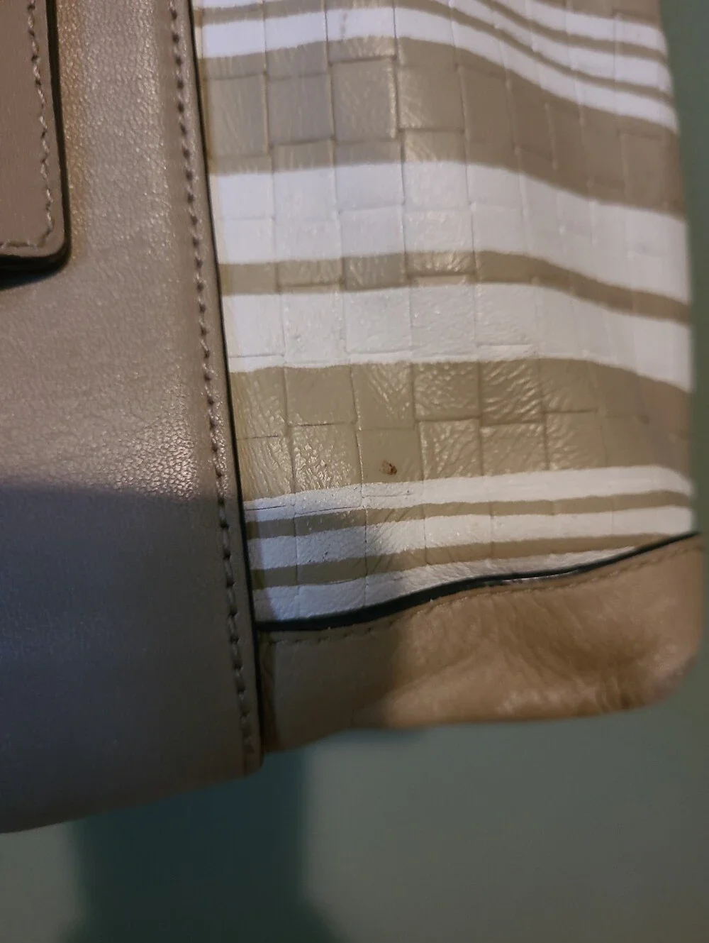 Coach Bleecker Preston Satchel In Embossed Woven Leather 31004 SV/Fawn/White